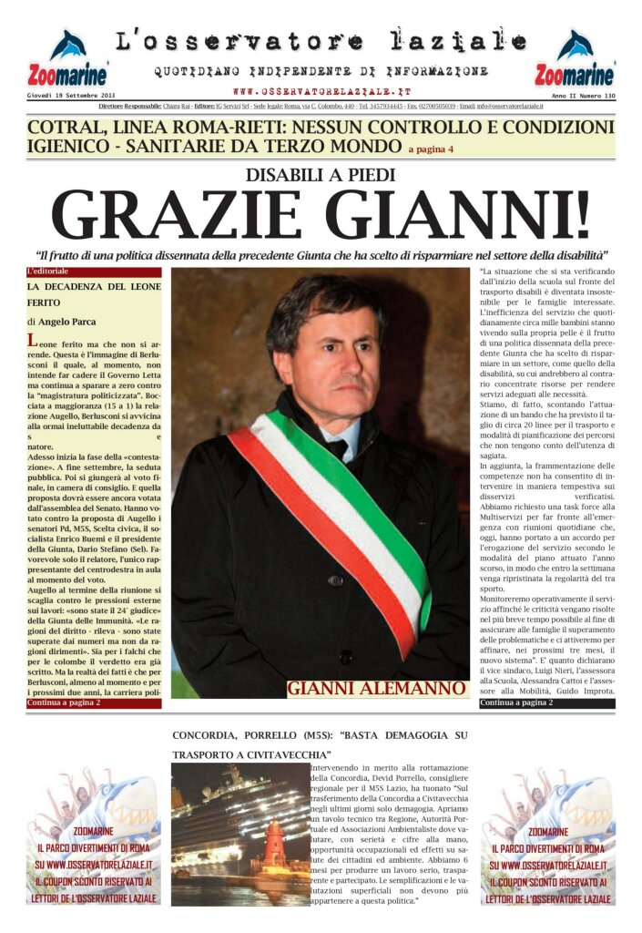 L'osservatore d'Italia edizione del 19 Settembre 2013